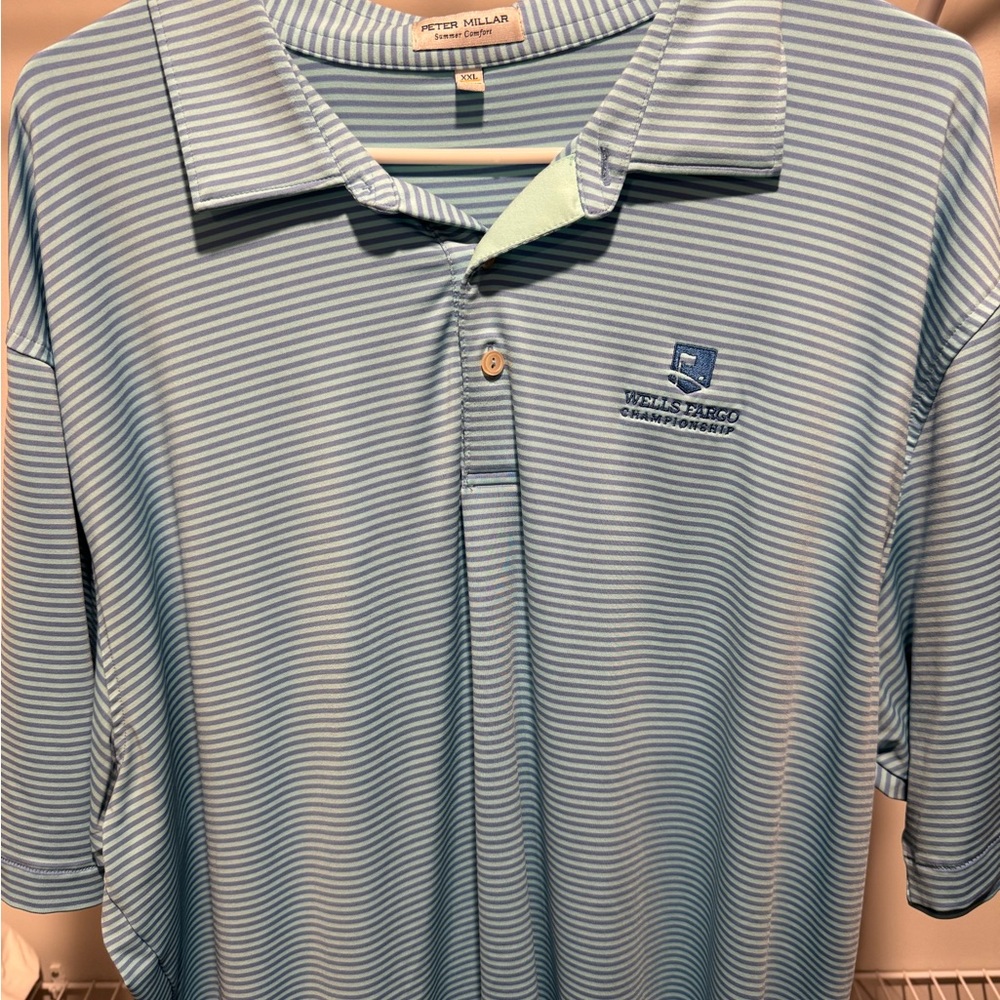Peter Millar Light Blue Striped Polo Shirt